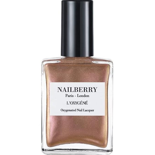 Nailberry L'Oxygéné Oxygenated Nail Lacquer | Stargazer | Iridescent Rose Gold Metallic Opaque | UV Protected Long-Wear Nail Polish | 12-Free | Vegan | Certified Halal | Cruelty & Gluten Free | 15 ml