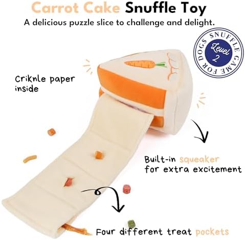 CHEWFFON Dog Interactive Toy, Puzzle Snuffle Carrot Cake for Enrichment