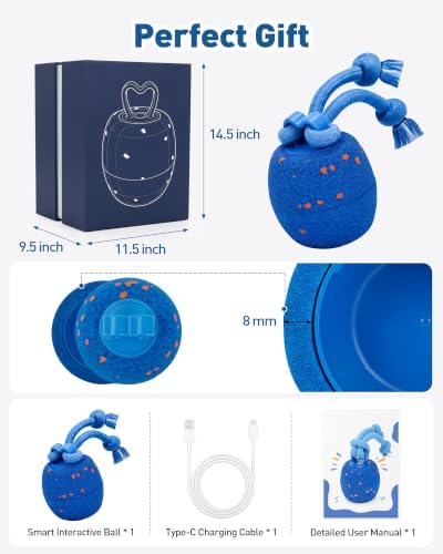 Smart Interactive Dog Toys Ball, Automatic Moving Rolling Toy Made of E-TPU