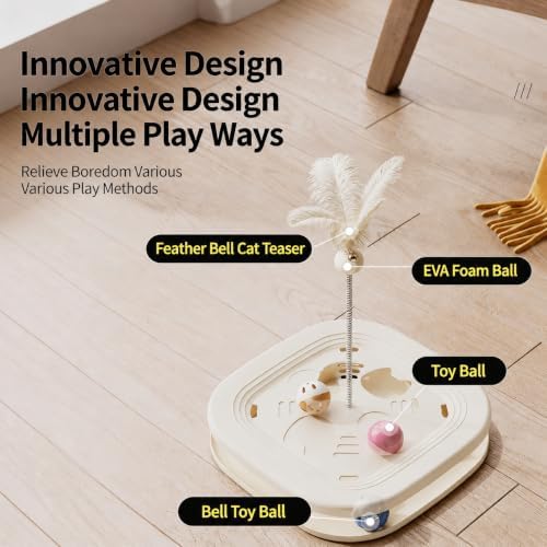 Interactive Cat Toys for Indoor Cats, 2-in-1 (White)