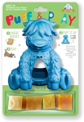 Yeti Puff & Play Interactive Dog Toy, Nugget Treat Dispenser, Blue Yak