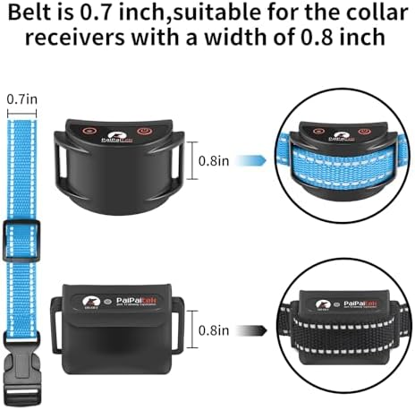 Dog Shock Collar Replacement Strap, Reflective & Adjustable 3/4 x 28 Inch, Compatible with Multiple Brands Training Collars, Black/Blue Nylon, 2 Pack