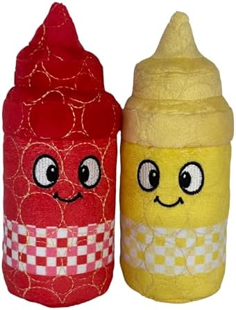 Bite Force Dog Toy - Drizzle & Dollop Squeaky 2 Pack Dog Toys Kevlar-Reinforced for Aggressive Chewers- red and Yellow.