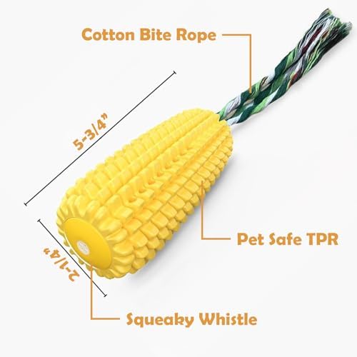H&H Pets Interactive Corn Chew Toy for Dogs – Durable Squeaky Interactive Toy, Aggressive Chewers, Puppy & Adult Dog Teeth Cleaner, Medium Breeds