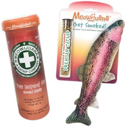 Meowijuana Get Smoked Cat Toy & Catnip Bundle | Refillable Plush, Blend
