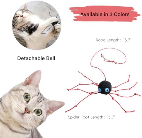 Cat Wand Spider Refills, Teaser Wand Cat Toy Replacement, Spider Replacement Refills, Cat Spider Toys, Interactive Cat Toy Attachment for Indoor Cats and Kitten, (Yellow)
