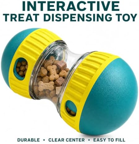 Interactive Dog Treat Dispenser Toy Ball, Adjustable Slow Feeder Rolling Ball, Puzzle Toys for Small Medium Large Dogs to Stimulate Intelligence and Relieve Boredom(Green and Yellow)