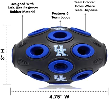 Pets First NCAA Kentucky Wildcats Football Treat Dispensing Toy for Dogs and Cats, Interactive Rubber Ball, Natural Feeding Toy (KY-3622)