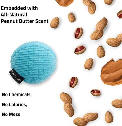 Playology Durable Plush Ball Toy- Crinkle Ball- Medium,Peanut Butter Scent