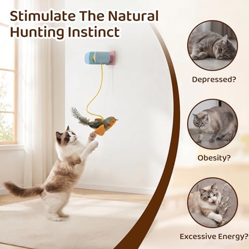 Interactive Cat Toys for Indoor Cats, Automatic Hanging Door Toys Pink