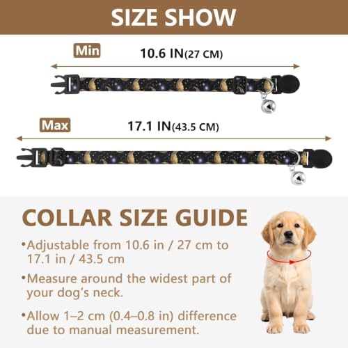 Moon Galaxy Cat Collar 2 Pack Comfortable Cat Collar Adjustable 10.6 to 17.1 Inches