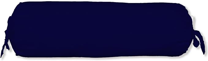 Round Pillow Cover Cervical Neck Roll Cotton Bolster Pillowcase for Cylindrical Cushion and Drawstring Closure Round Neck Pillowcase 6" x 18" (15 x 45 cm) Navy Blue