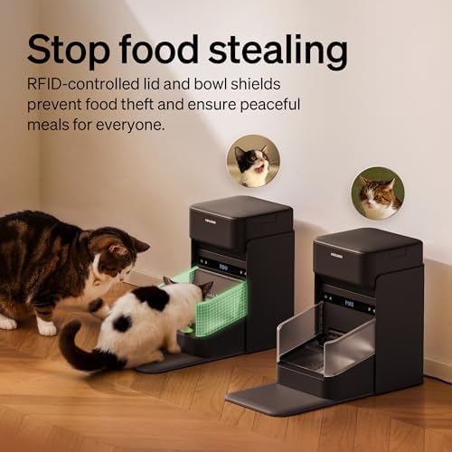 PETLIBRO RFID Automatic Cat Feeder with 6 Packs Pet Food Desiccant Bag, Collar Sensor for Personalized Meals, Wi-Fi Programmable Food Dispenser with Cats Recognition & Diet Tracking