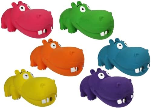 Multipet Hippopotamus Latex Hippo That Grunts 8 inch Dog Toy (Assorted Color / 1 Pack), Large Breeds