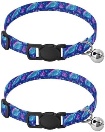 Sea Turtle Colored Jellyfish Metal Bell Included Puppy Collar 2 Pack Collar for Cats
