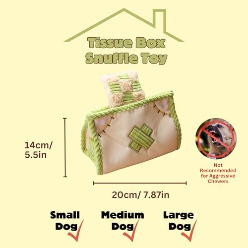 Interactive Dog Toys, Snuffle Puzzle Toys for Small Medium Large Dogs – Durable Hide & Seek Treat Dispenser with Squeaky & Crinkle Sounds, 2-in-1Chew Toy, Dog Birthday for Gifts (Tissue Box)