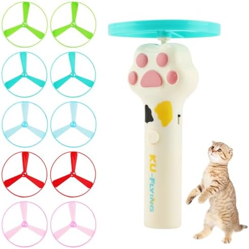 Cat Fetch Toy Launcher, Rechargeable Flying Disc Launcher with 10 Discs, Interactive Toy for Indoor and Outdoor Play(White)
