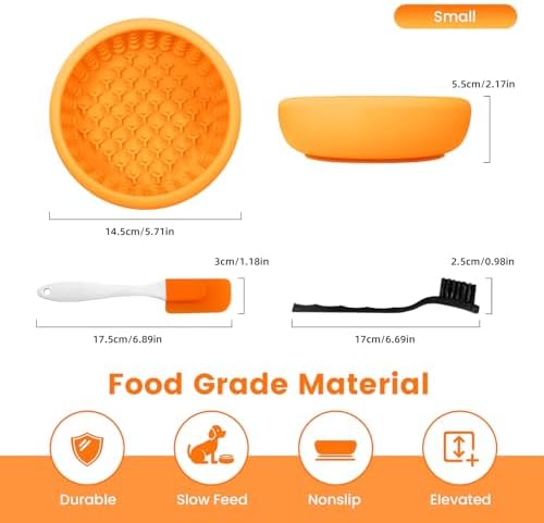 Dog Slow Feeder Licking Bowl,Freezeable Anxiety Relief Treat Dispenser, Non-Slip Anti-chocking Pet Dish,Entertainment Interactive Puzzle Toy for Small Medium Breed, BPA Free Silicone Dishwasher Safe