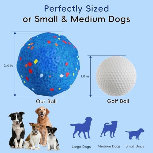 Angelle Auto-Rolling Dog Ball: Interactive Smart Toy for Boredom Relief, Chew-Proof & IP54 Waterproof, Active Moving/Rotating Ball for All Dogs, USB Rechargeable (Great for Indoor/Outdoor Play),Blue