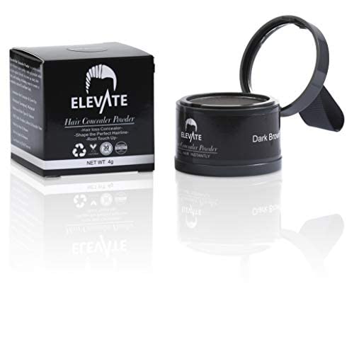 ELEVATE Hair Line Powder Instantly Conceal Hair Loss for Thinning Areas - Shadow Makeup - Root Cover Touch Up with Puff Touch - Instant Gray Coverage for Men and Women (Dark Brown)