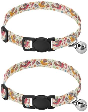 Colorful Sloths Kitten Collars 2 Pack Pet Collars for Cats Adjustable Length 10.6" to 17.1"