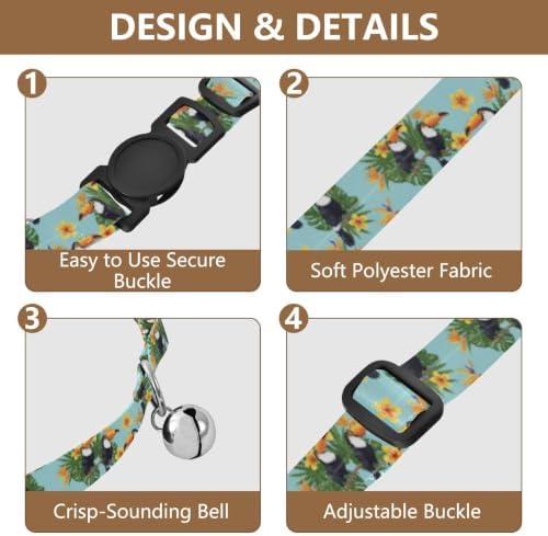 Tropical Toucans Easy to Clean Dog Collar 2 Pack Dog Collars for Small Dogs