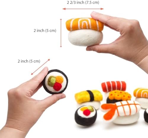 Glaciart One Wool Sushi Cat Toy Set with Catnip | Cute Cat Toy for Interaction & Boredom Relief, Encourages to Exercise, Explore & Play | Filled w/Organic Catnip to Help Sooth or Reduce Anxiety