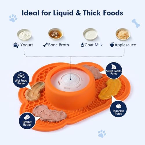 Anti-Slip Slow Feeder Dog Bowl and Lick Mat with Rolling Ball