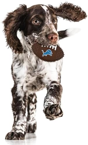 NFL Detroit Lions Mega- Chew Hard Nylon Bacon-Flavored Dog Bone Football Chew Toy Interactive Tasty Fun Dog Chewy Toys Indestructible Strong Durable Tough Pet Biting Playtoy for Aggressive Chewers
