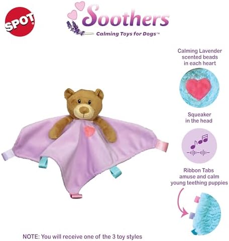 SPOT Soothers Lil Plush Blanket Dog Toy - 10in Soft Cuddle Blanket with Squeaker & Crinkle, Anxiety Relief & Sleep Aid for Small Dogs - 1 of 3 Animal Styles, Sent at Random