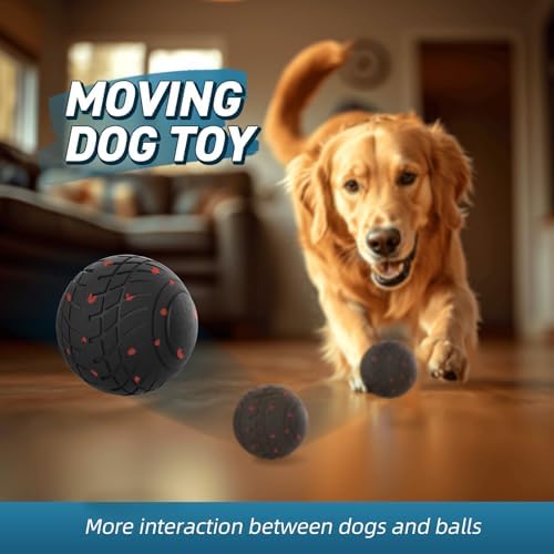 HETOO Smart Interactive Dog Toys, Durable Automatic Balls, 3.2 Inch Black