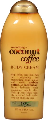 OGX Smoothing + Coconut Coffee Body Cream 19.5 oz,(Pack of 4)