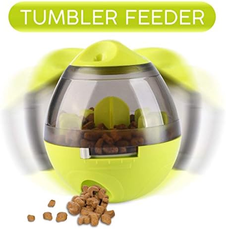 Eileen&Elisa Dog & Cat Toy Pet Food Container Dog Slow Feeder Bowl Cat Puzzle Dispenser, Small Interactive Collapsible Stimulating Play Toy, Adjustable Treats Eat Canister, Funny Maze Gym Ball