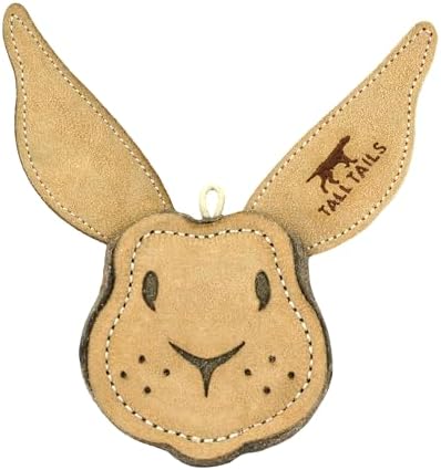 Tall Tails Dog Natural Leather Scrappy Fetch Toy for Dogs, Rabbit