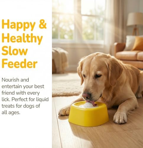 YCD-incerda Slow Feeder Lick Bowl with Rolling Ball (1, Yellow)