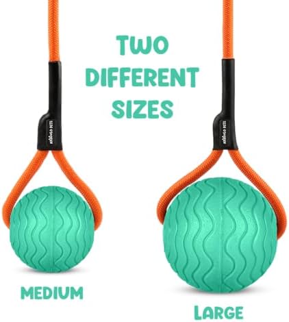 Dog Ball Toy with Rope, Durable EVA Foam Floating Dog Toy, Interactive Fetch & Toss n’ Train Tug Ball for Dogs, Bouncy Pet Ball for Outdoor Indoor Play - Green, Medium