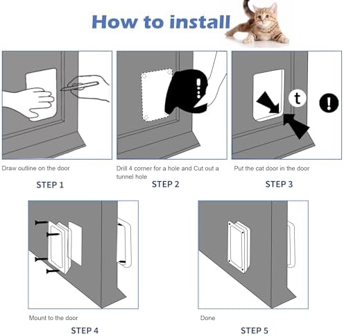 Wordcam X-Large Robust Cat Door for Interior/Exterior, Up to 25 lbs, White