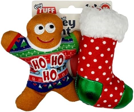 Huxley & Kent Tiny Tuff Plush Dog Toy, Ugly Sweater Party (2 Pack)