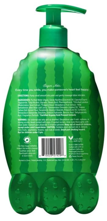 a g RS Raw Sugar Kids Watermelon and Strawberry Hand & Body Lotion. Made with Plant-Derived Ingredients. Sulfates and Parabens Free. Vegan. 12 Fl Oz. (1 Pack)
