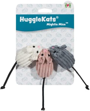 HuggleKats Cat Toys - Kitten Toys for Bored Indoor Cats, Perfect for Moving, Exercise, Biting & Chewing - Mightie Mice (3 Pack)