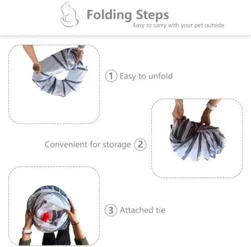 8-Shaped Cat Tunnel Toy Interactive Foldable Playhouse Maze Toys for Cats, Kittens, Rabbits & Small Pets with Playing Balls Collapsible Play Tube for Indoor Fun & Exercise (White)