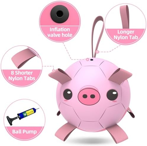 QDAN Dog Toys Soccer Ball with Straps, Balls for Dogs, Pig Dog Toy, 8 Inch