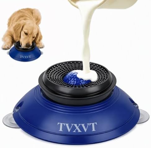 Rolling Lick Feeder Ball Bowl with Suction Cups Anti Slip Slow Feeder Interactive Puzzle Enrichment Toy for Dogs Cats Suitable for Wet Food Yogurt Bone Broth Nutrient Liquid (Blue)