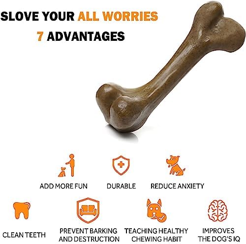 Tough Dog Toys for Aggressive Chewers, Indestructible Dog Toys, Nylon Dog Bones, Durable Tough Puppy Teething Toys, Interactive Dog Toys for Medium Large Breed, Best Gift for Dogs, Beef Flavor