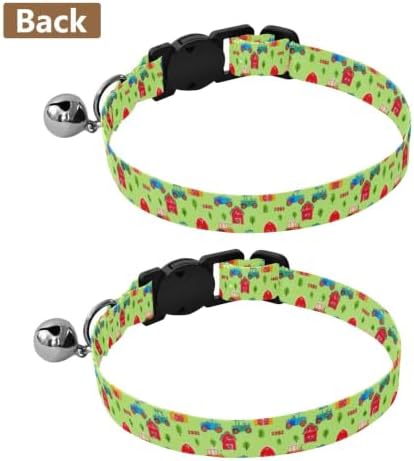 Cute Tractors Metal Bell Included Small Dog Collar 2 Pack Soft Polyester Pet Collar