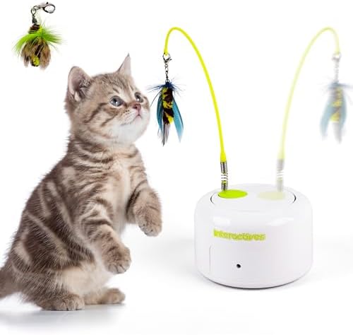 ALL FOR PAWS Interactive Cat Toys, Motion Activated Feather Cat Toy, Automatic Fluttering Bug Enrichment Toy for Kittens, Includes One Insect Replacement