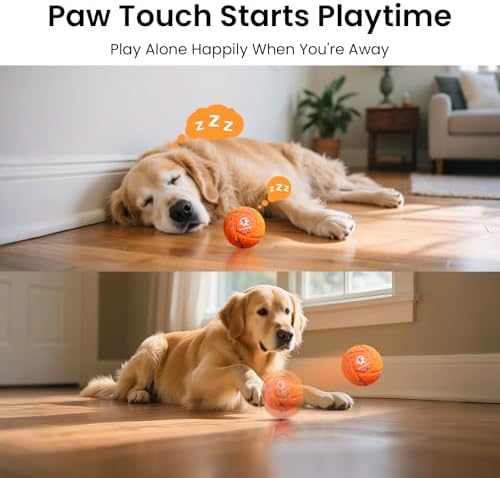 Smart Interactive Dog Toy Ball - Automatic Bouncing & Rolling, Chew-Resistant E-TPU Material, 3 Interactive Modes, IPX7 Waterproof, Smart Chase Pet Toy Ball for Medium and Large Dogs (Orange)