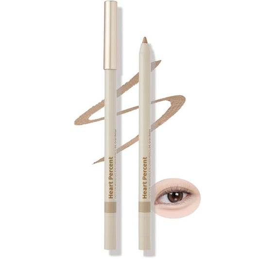 Heart Percent Dote On Mood Gel Eyeliner Pencil – Long-Lasting Waterproof Smudge Proof Smooth Retractable, Aegyo Sal Makeup, Under Eye Highlighter with Built-In Sharpener, #04. Gray Beige