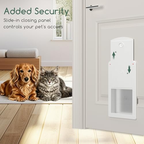 Large Cat Door with Sliding Lock Panel and Magnetic Flap