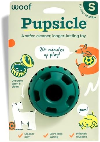 WOOF Pupsicle Interactive Dog Ball Toy for Dogs Small 10-25 lbs - Green | Long-lasting enrichment toy for small dogs, easy-fill design, low-mess play, made of natural rubber, easy to clean